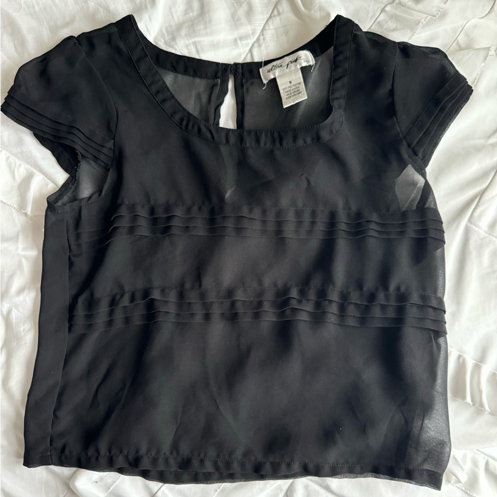 Sheer black womens top